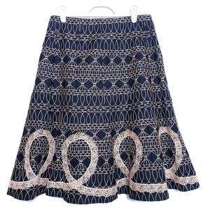 Nanette Lepore Black Rose Gold Embroidered Skirt Size 8